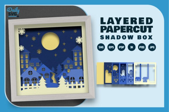 3D Christmas in Town Layered Papercut