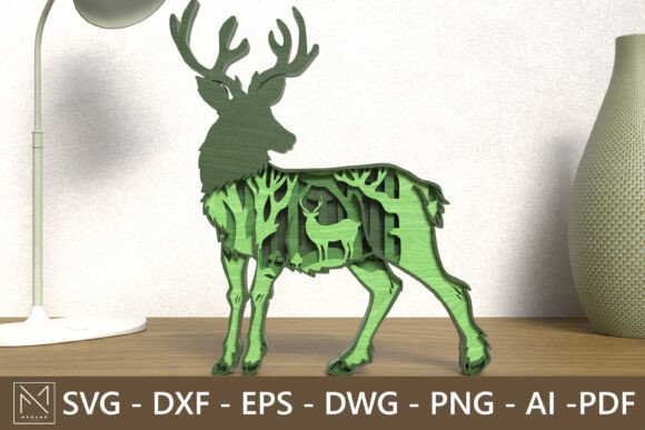 3D Layered Deer SVG File Forest Wildlife