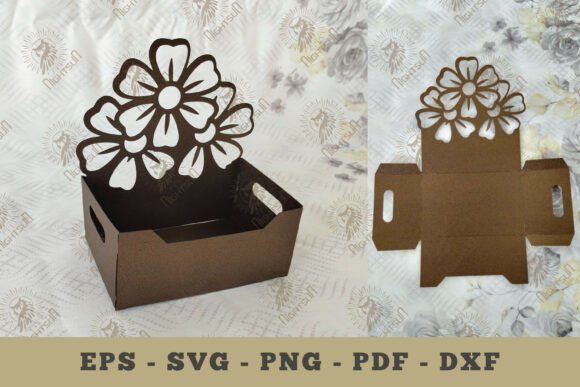 3D SVG Flowers Box Display Papercut Craft for Creative Projects