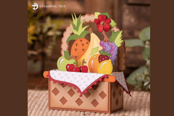 3D SVG Fruit Basket Box Card for Marketing and Branding Projects