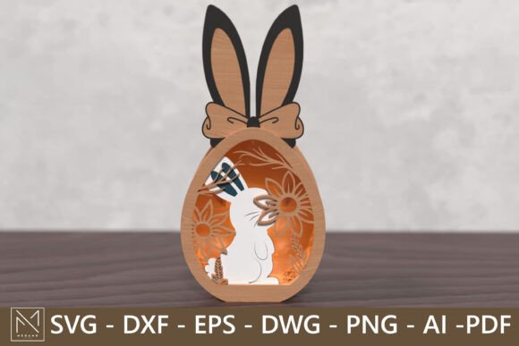 Easter Bunny Egg Lantern -3D Layered SVG for Laser Cutting and Spring Easter Campaigns