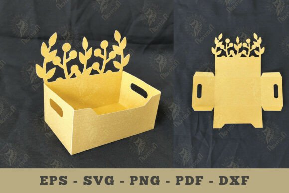 Floral Box Display Papercut Craft: 3D SVG Objects for Editorial Use