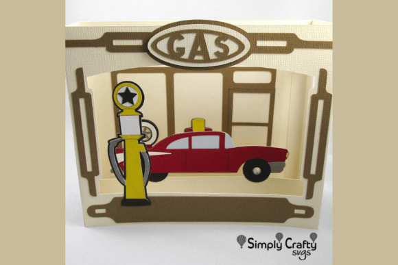 Gas Station Box Card SVG for 3D Pop-Up Card Creations
