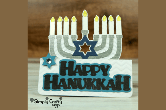 Hanukkah Menorah Card SVG: 3D Design for Anniversaries and Festive Branding