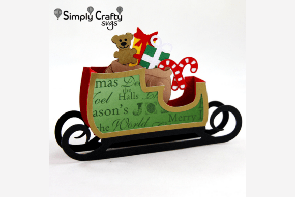 Loaded Sleigh Box Card SVG: Festive 3D Design for Christmas Marketing