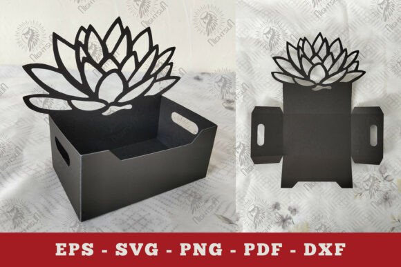 Lotus Flower Box Display Papercut SVG: A 3D SVG for Paper Flowers Branding