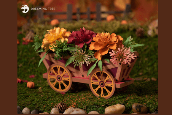 Marigold Wagon SVG: A 3D Graphic Design Asset for Fall Branding