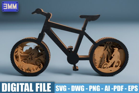 Mountain Bike 3D Layered SVG for Laser Cutting and Stands