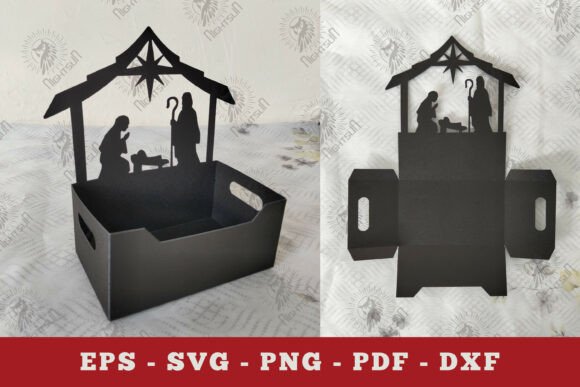 Nativity Box Display Papercut 3D SVG for Christmas Crafting