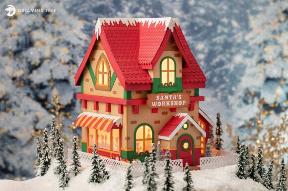 Santa’s Workshop 3D SVG: A Festive Graphic Design Asset for Content Creators
