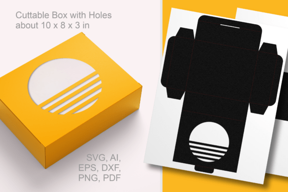 Silent Horizon Cutout Rectangular Box: A 3D SVG Freebie for Brand Designers