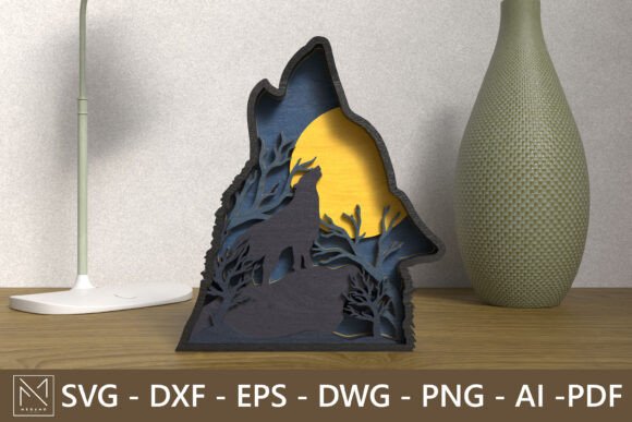 Wolf Head 3D Layered SVG – Howling Wolf